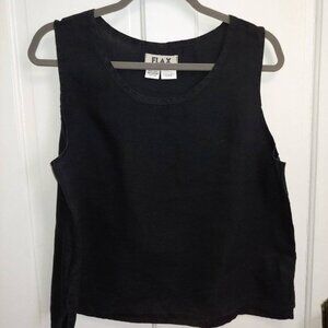 Black linen FLAX sleevelss crop top sz M